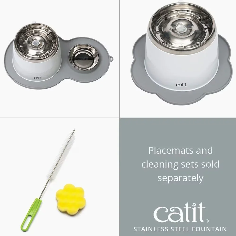 PETS: STAINLESS STEEL DRINKING CAT FOUNTAIN & (12) TRIPLE ACTION WATER FILTERS